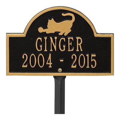 Feline Pet Black Memorials Plaque